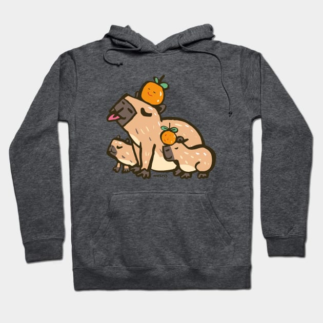 Capybara family with orange Hoodie by nokhookdesign